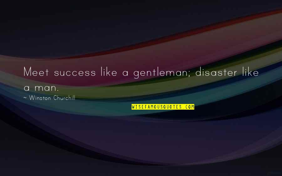 Hospitality To Strangers Quotes By Winston Churchill: Meet success like a gentleman; disaster like a