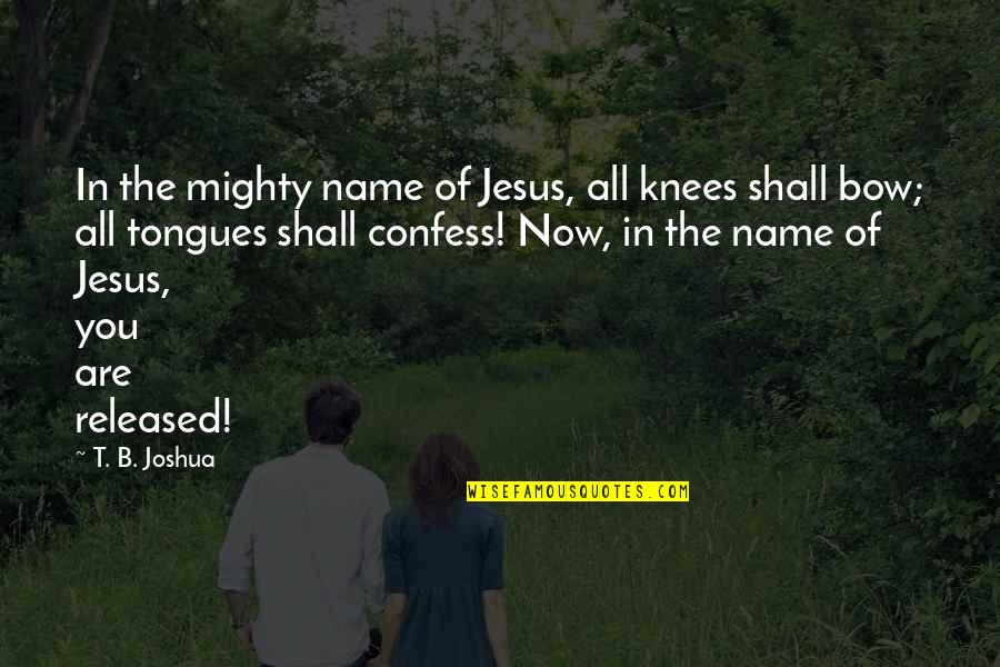 Hossam Naguib Quotes By T. B. Joshua: In the mighty name of Jesus, all knees