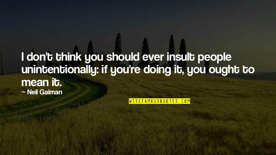 Hosseinian Gholam Quotes By Neil Gaiman: I don't think you should ever insult people Hosseinian Gholam Quotes By Neil Gaiman: I don't think you should ever insult people