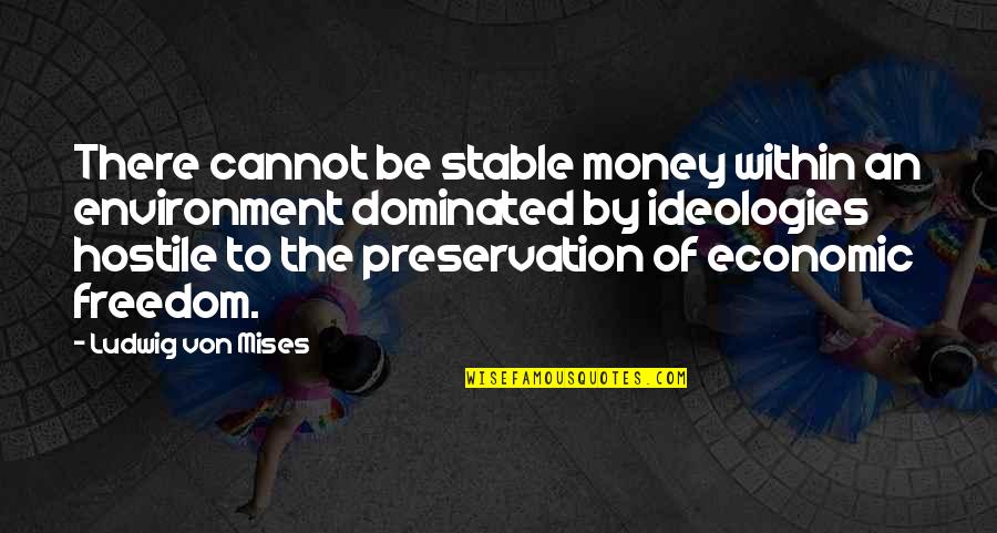 Hostile Environment Quotes By Ludwig Von Mises: There cannot be stable money within an environment