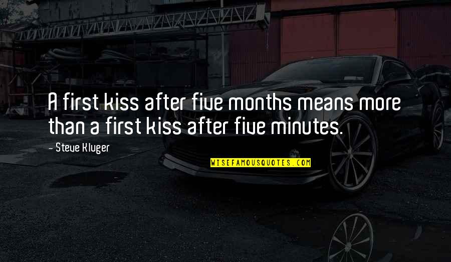 Hot And Cold Guy Quotes By Steve Kluger: A first kiss after five months means more