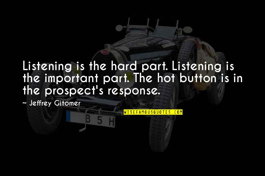 Hot Buttons Quotes By Jeffrey Gitomer: Listening is the hard part. Listening is the