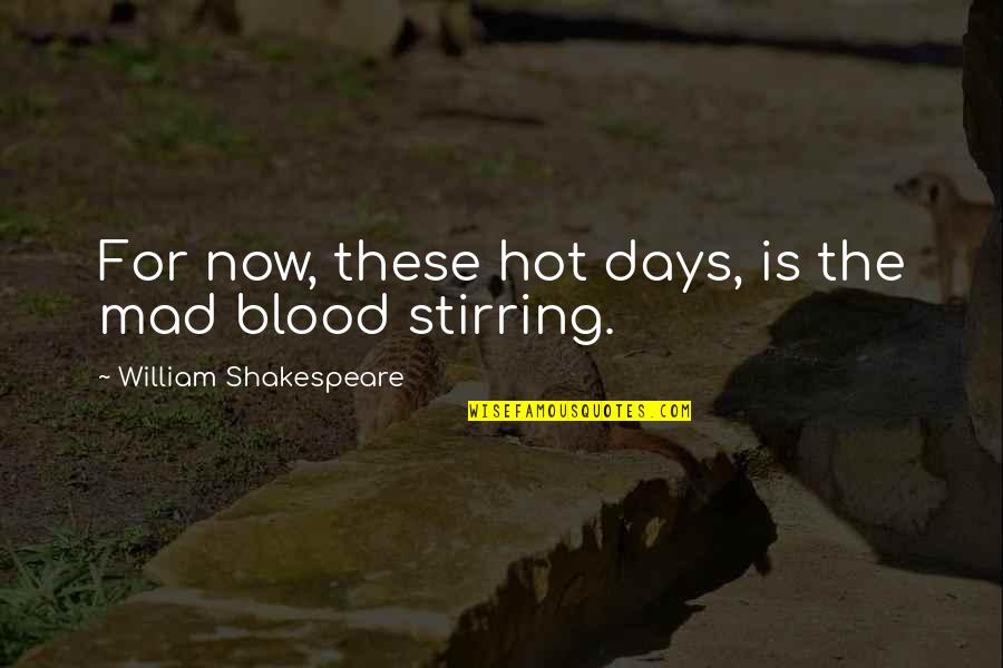 Hot Days Quotes By William Shakespeare: For now, these hot days, is the mad