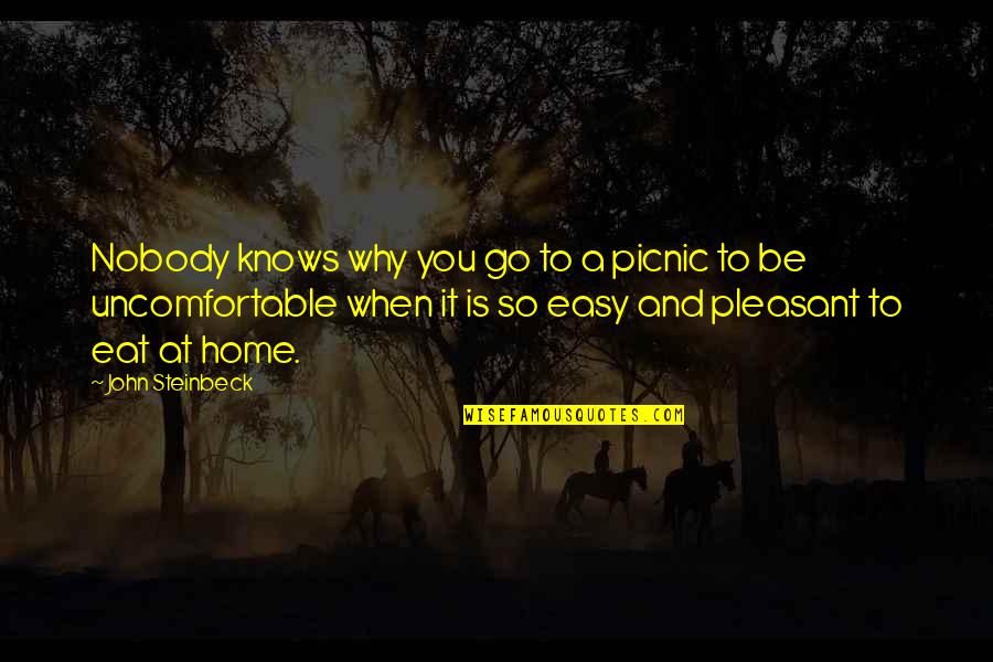 Hot Weather Images And Quotes By John Steinbeck: Nobody knows why you go to a picnic