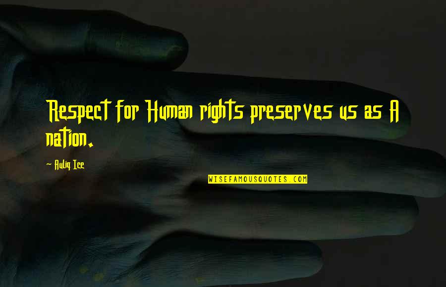 Hotaka Sunset Quotes By Auliq Ice: Respect for Human rights preserves us as A