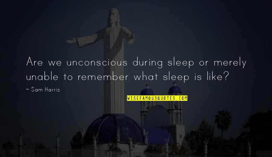 Hotel Housekeeping Quotes By Sam Harris: Are we unconscious during sleep or merely unable