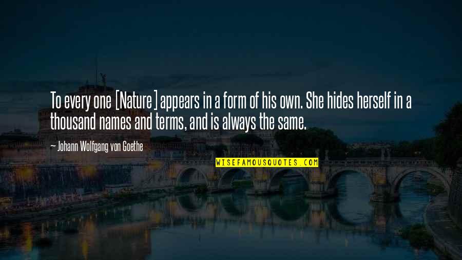 Hotels Famous Quotes By Johann Wolfgang Von Goethe: To every one [Nature] appears in a form