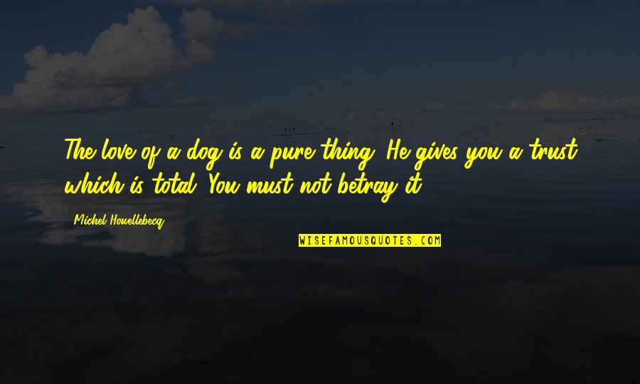 Houellebecq Quotes By Michel Houellebecq: The love of a dog is a pure Houellebecq Quotes By Michel Houellebecq: The love of a dog is a pure
