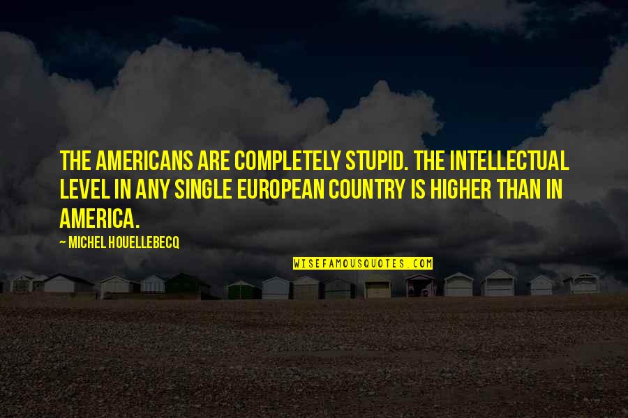 Houellebecq Quotes By Michel Houellebecq: The Americans are completely stupid. The intellectual level Houellebecq Quotes By Michel Houellebecq: The Americans are completely stupid. The intellectual level