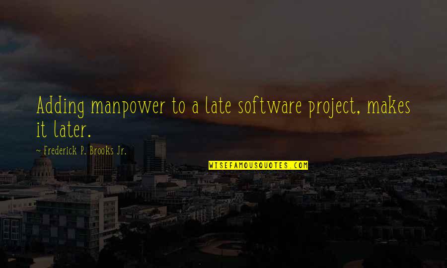 Houllier's Quotes By Frederick P. Brooks Jr.: Adding manpower to a late software project, makes