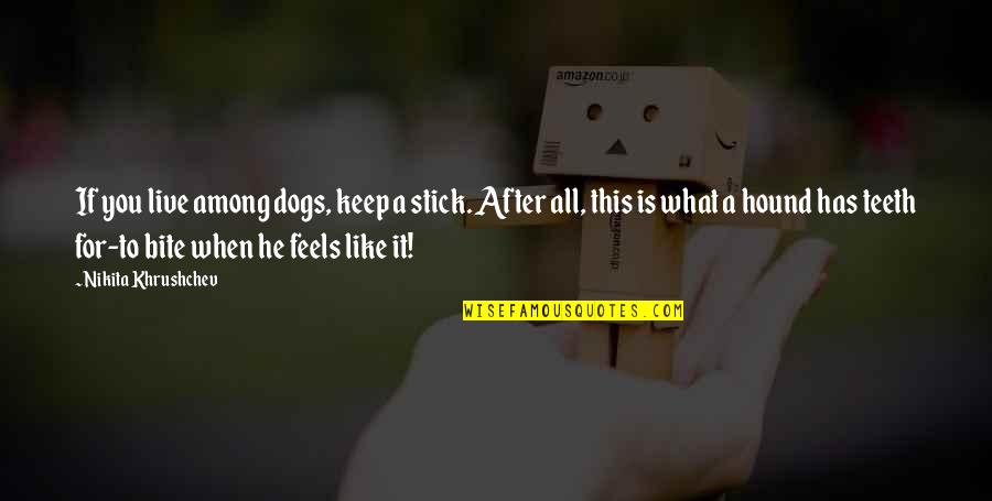Hound Best Quotes By Nikita Khrushchev: If you live among dogs, keep a stick. Hound Best Quotes By Nikita Khrushchev: If you live among dogs, keep a stick.