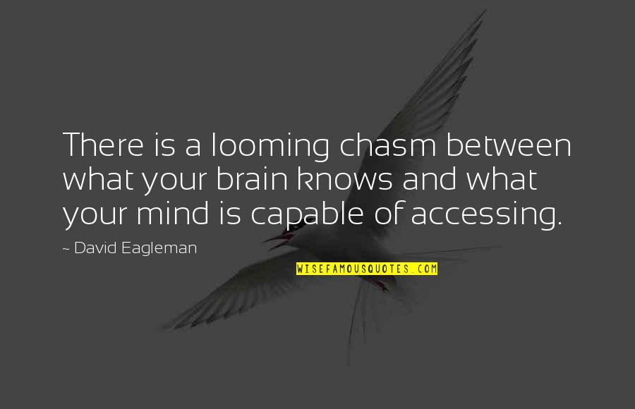 Hounsells Farm Quotes By David Eagleman: There is a looming chasm between what your Hounsells Farm Quotes By David Eagleman: There is a looming chasm between what your