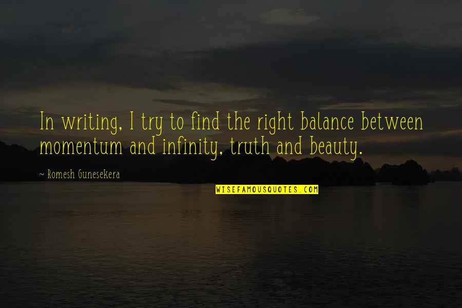 Houver Bourd Quotes By Romesh Gunesekera: In writing, I try to find the right Houver Bourd Quotes By Romesh Gunesekera: In writing, I try to find the right