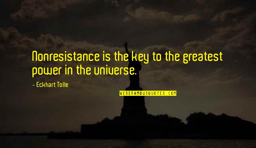 Hovda Merrill Quotes By Eckhart Tolle: Nonresistance is the key to the greatest power