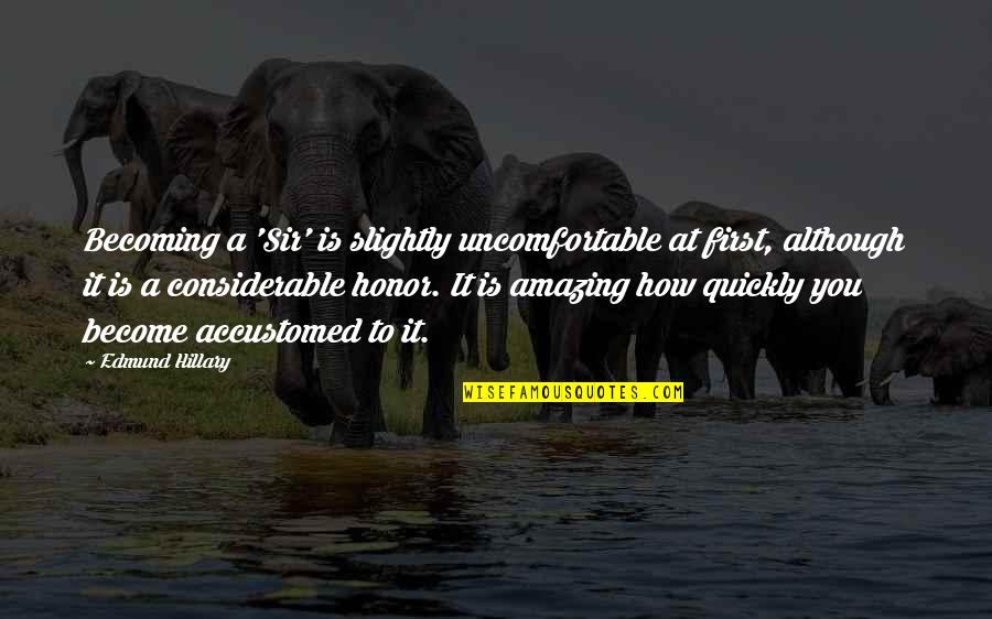 How Amazing I Am Quotes By Edmund Hillary: Becoming a 'Sir' is slightly uncomfortable at first,