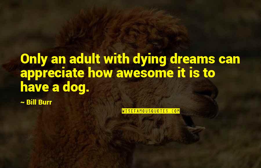 How Awesome You Are Quotes By Bill Burr: Only an adult with dying dreams can appreciate