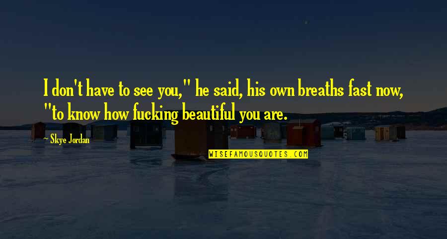 How Beautiful He Is Quotes By Skye Jordan: I don't have to see you," he said,