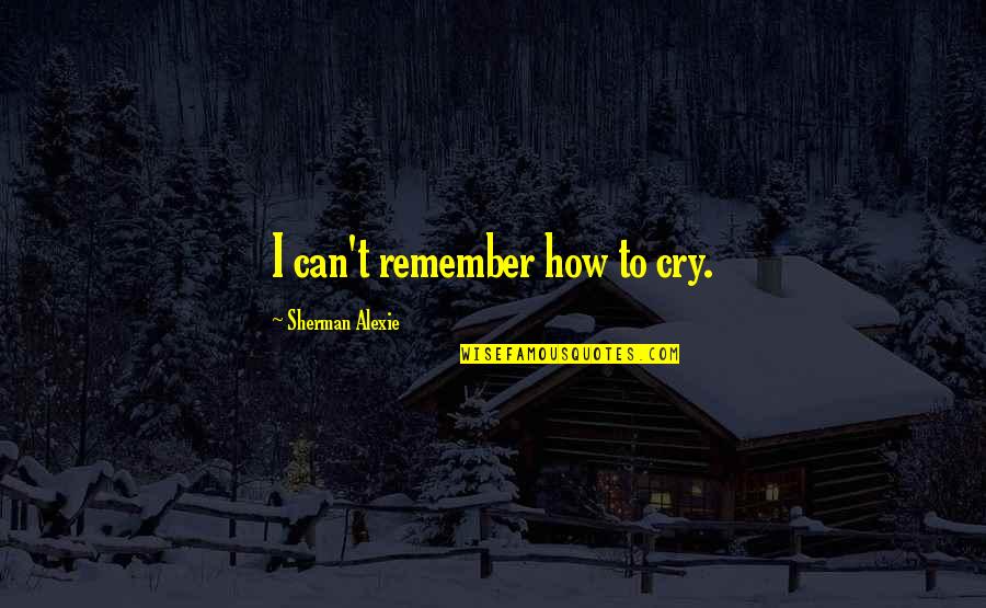 How Can I Remember Quotes By Sherman Alexie: I can't remember how to cry. How Can I Remember Quotes By Sherman Alexie: I can't remember how to cry.