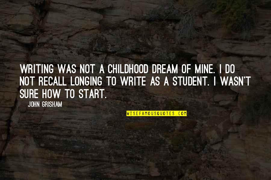 How Do I Write My Own Quotes By John Grisham: Writing was not a childhood dream of mine. How Do I Write My Own Quotes By John Grisham: Writing was not a childhood dream of mine.