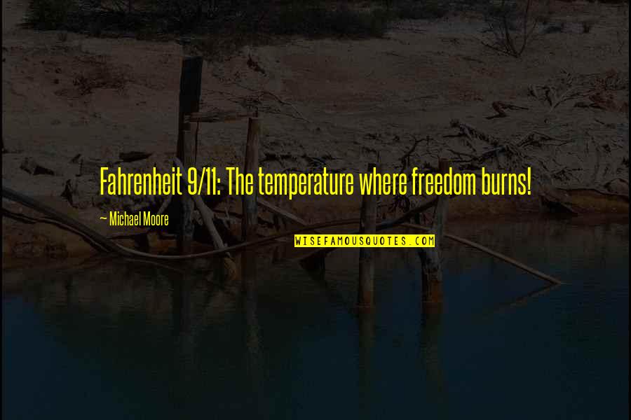 How Do You Find Happiness Quotes By Michael Moore: Fahrenheit 9/11: The temperature where freedom burns!