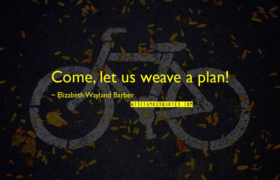 How Drugs Ruin Your Life Quotes By Elizabeth Wayland Barber: Come, let us weave a plan!