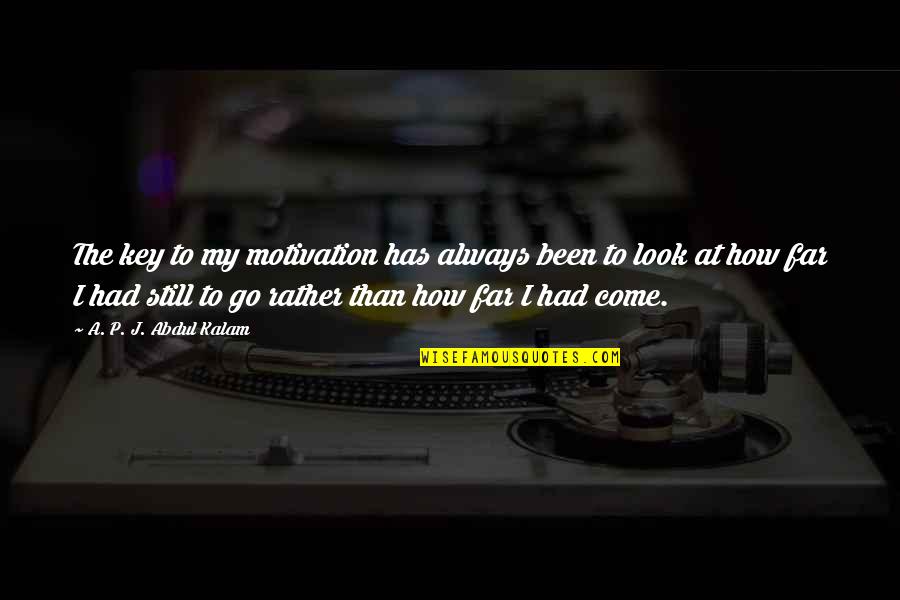 How Far You Come Quotes By A. P. J. Abdul Kalam: The key to my motivation has always been How Far You Come Quotes By A. P. J. Abdul Kalam: The key to my motivation has always been