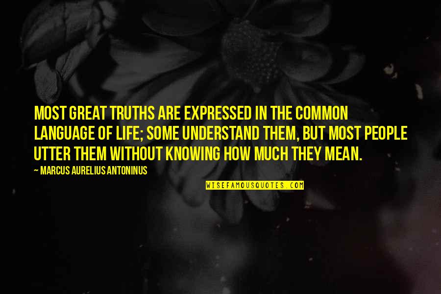 How Great Life Is Quotes By Marcus Aurelius Antoninus: most great truths are expressed in the common