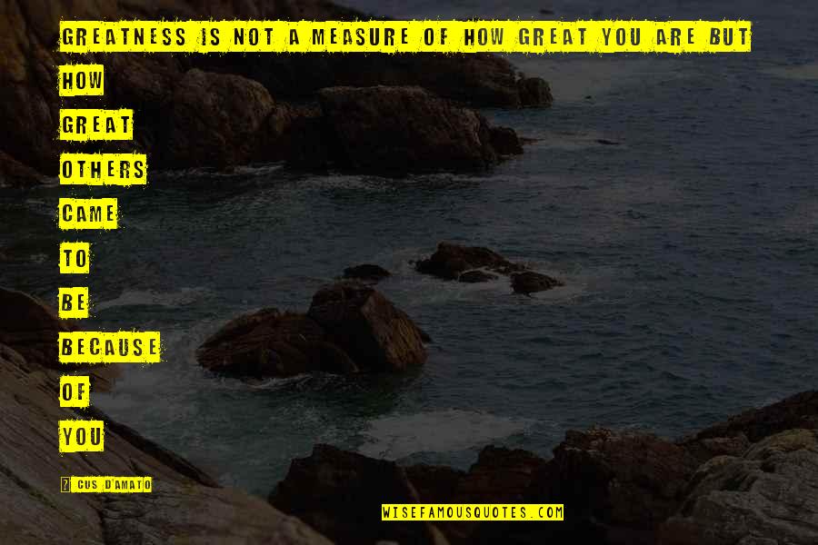 How Great You Are Quotes By Cus D'Amato: Greatness is not a measure of how great
