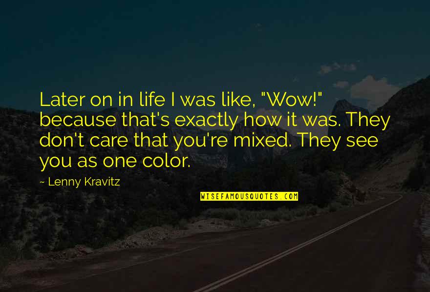 How I Care Quotes By Lenny Kravitz: Later on in life I was like, "Wow!" How I Care Quotes By Lenny Kravitz: Later on in life I was like, "Wow!"