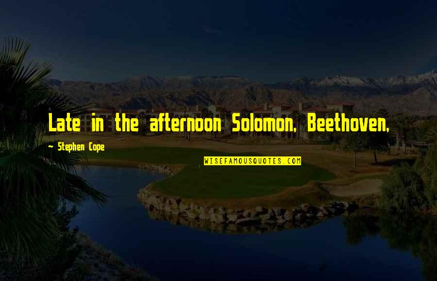 How I Feel Today Quotes By Stephen Cope: Late in the afternoon Solomon, Beethoven,