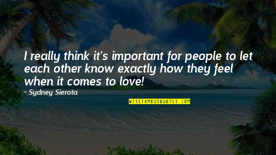 How Important Is Love Quotes By Sydney Sierota: I really think it's important for people to