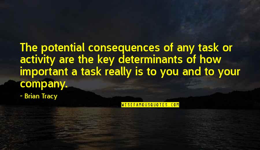 How Important You Are Quotes By Brian Tracy: The potential consequences of any task or activity