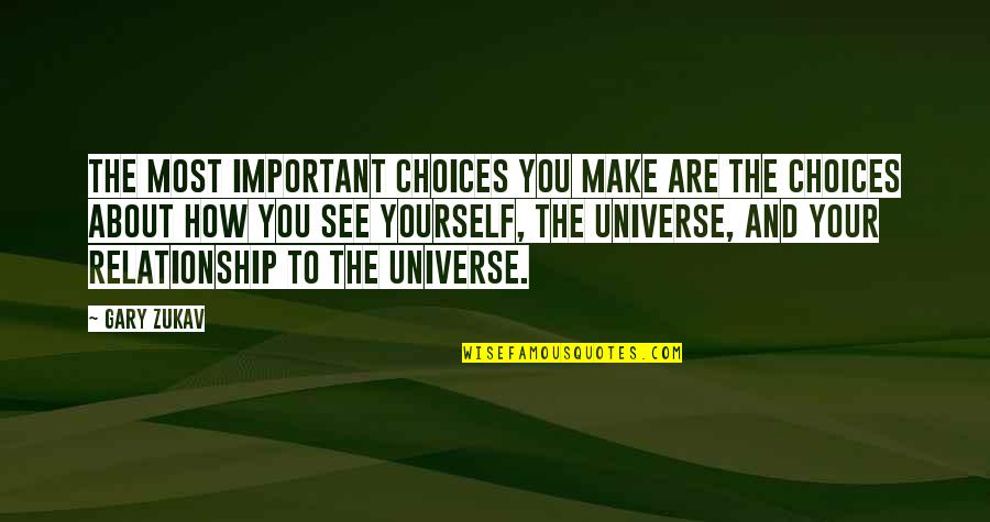 How Important You Are Quotes By Gary Zukav: The most important choices you make are the