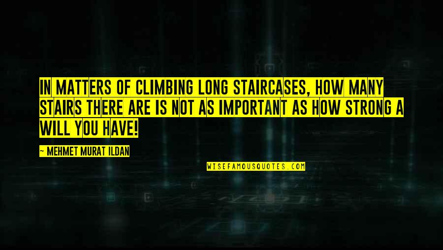 How Important You Are Quotes By Mehmet Murat Ildan: In matters of climbing long staircases, how many