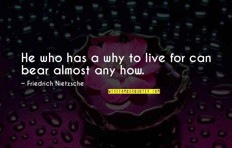 How Live Life Quotes By Friedrich Nietzsche: He who has a why to live for