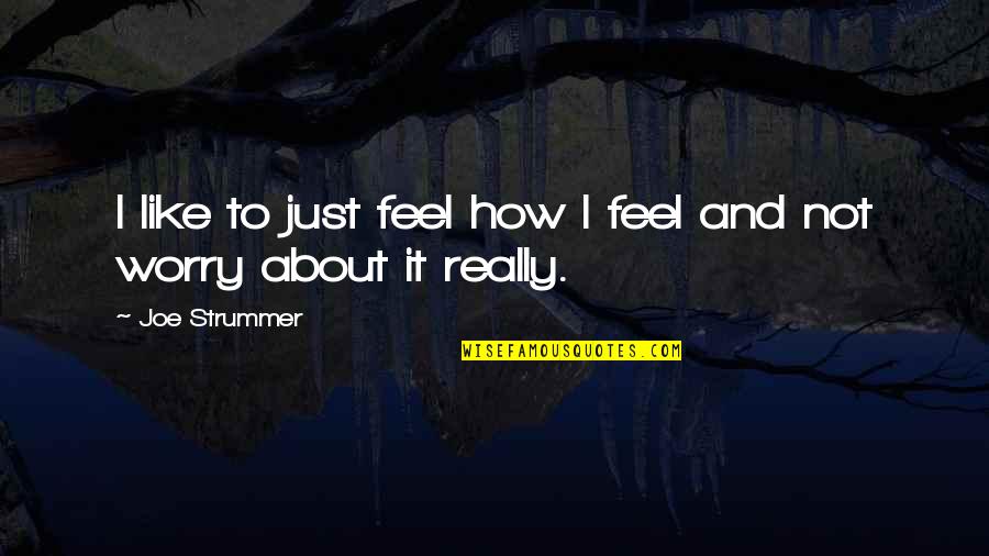How Not To Worry Quotes By Joe Strummer: I like to just feel how I feel