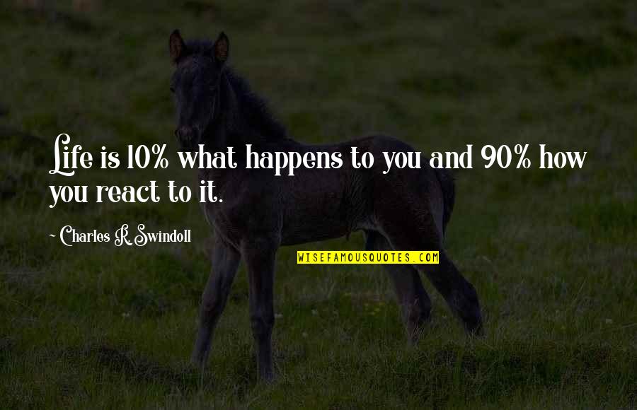 How R You Quotes By Charles R. Swindoll: Life is 10% what happens to you and