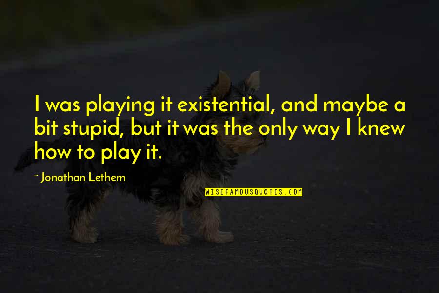 How Stupid I Am Quotes By Jonathan Lethem: I was playing it existential, and maybe a