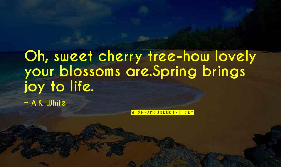 How Sweet Quotes By A.K. White: Oh, sweet cherry tree-how lovely your blossoms are.Spring