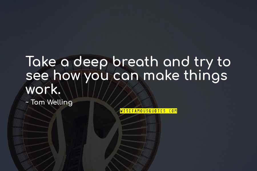 How Things Work Out Quotes By Tom Welling: Take a deep breath and try to see