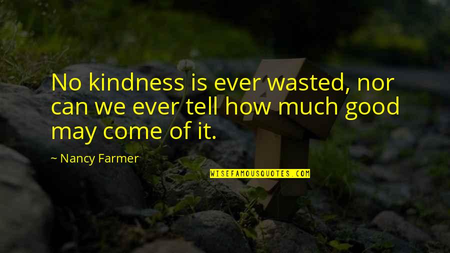How To Come Up With Good Quotes By Nancy Farmer: No kindness is ever wasted, nor can we
