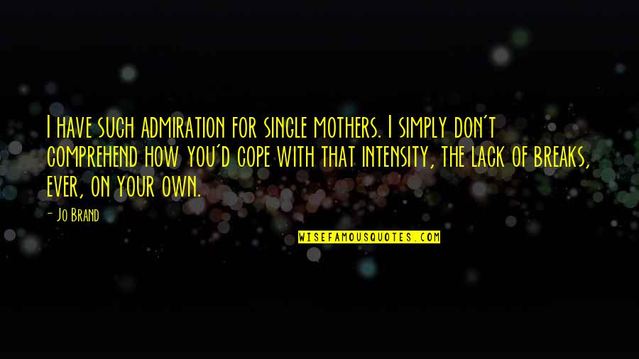 How To Cope Quotes By Jo Brand: I have such admiration for single mothers. I