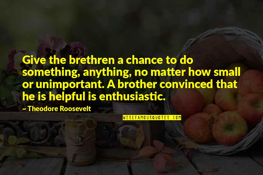 How To Do Something Quotes By Theodore Roosevelt: Give the brethren a chance to do something,