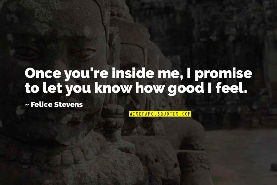How To Feel Good Quotes By Felice Stevens: Once you're inside me, I promise to let