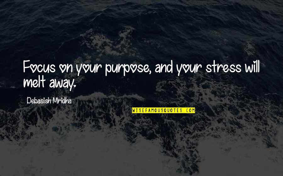How To Focus Quotes By Debasish Mridha: Focus on your purpose, and your stress will