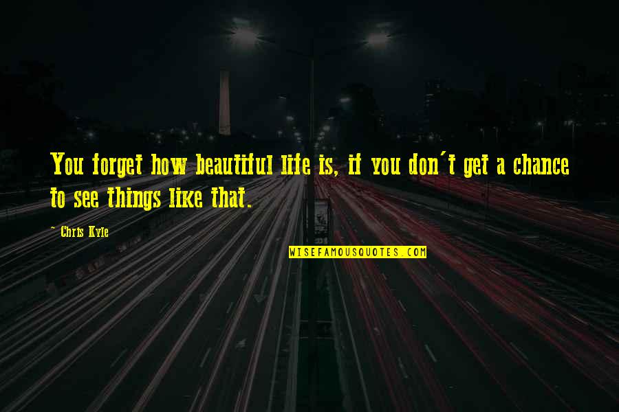 How To Forget Quotes By Chris Kyle: You forget how beautiful life is, if you