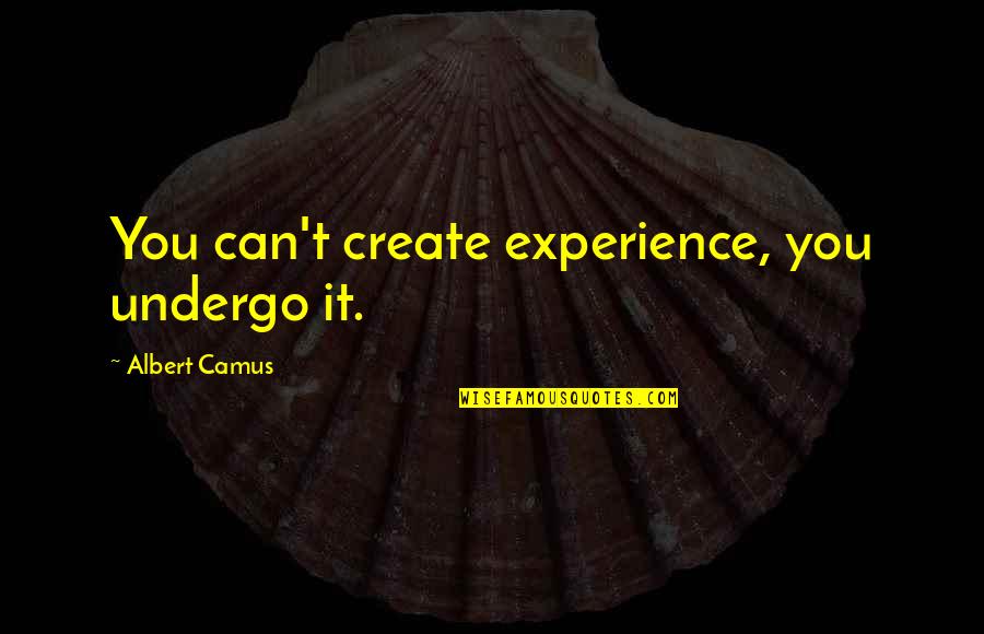 How To Live Alone Quotes By Albert Camus: You can't create experience, you undergo it.