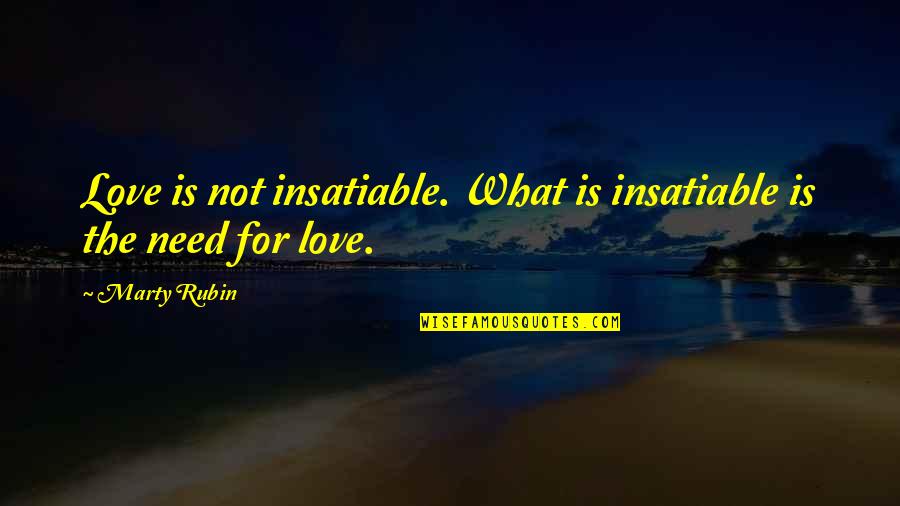 How To Refer Back To A Quotes By Marty Rubin: Love is not insatiable. What is insatiable is