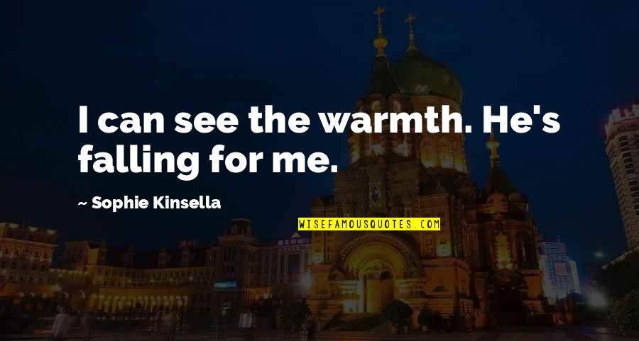 How To Reject Someone Nicely Quotes By Sophie Kinsella: I can see the warmth. He's falling for