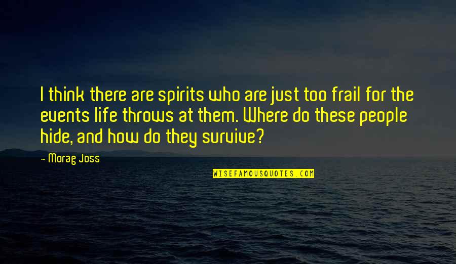How To Survive Life Quotes By Morag Joss: I think there are spirits who are just